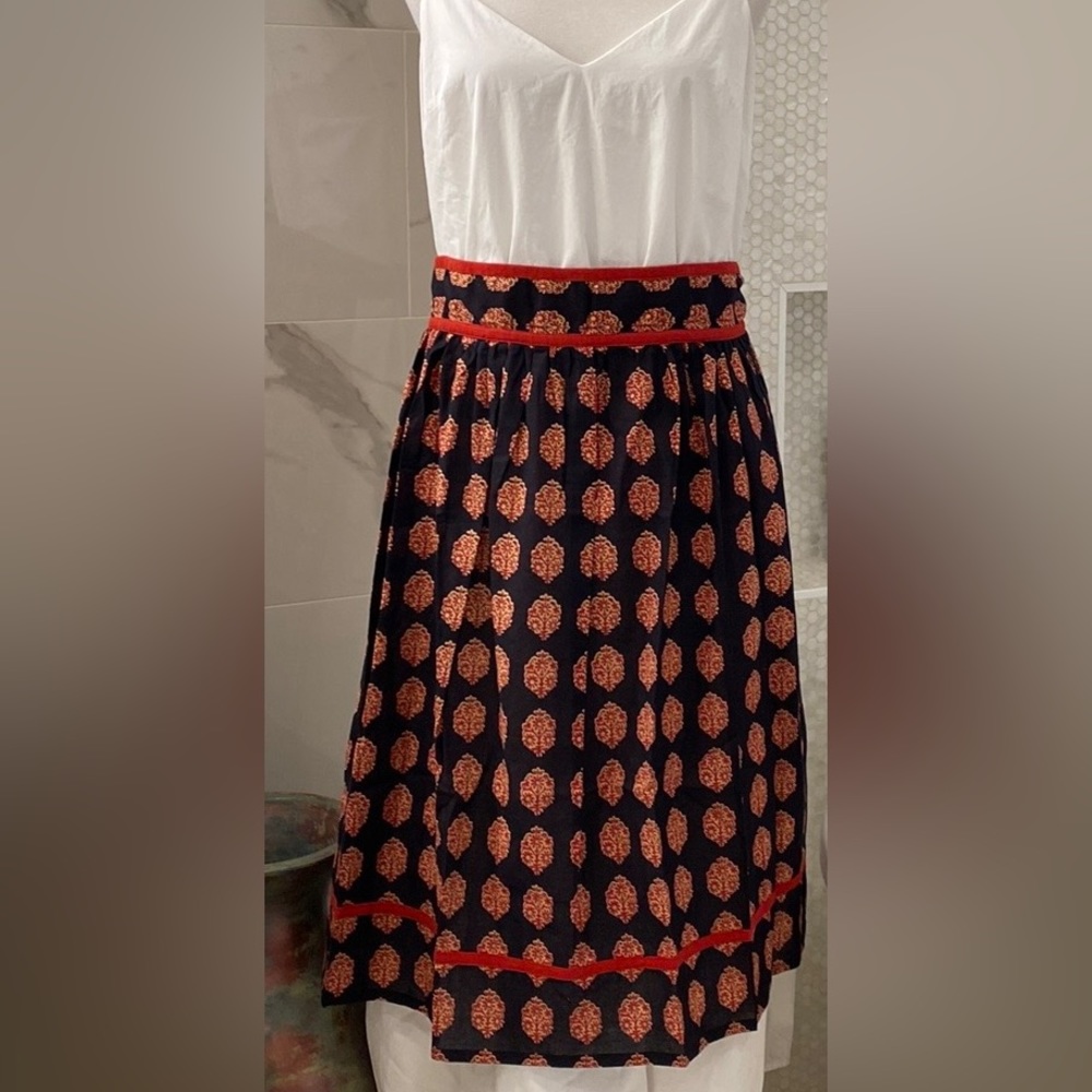 Divine Designs Apron - Block-Printed Cotton, Belted at Waist vtg/retro feel, OS